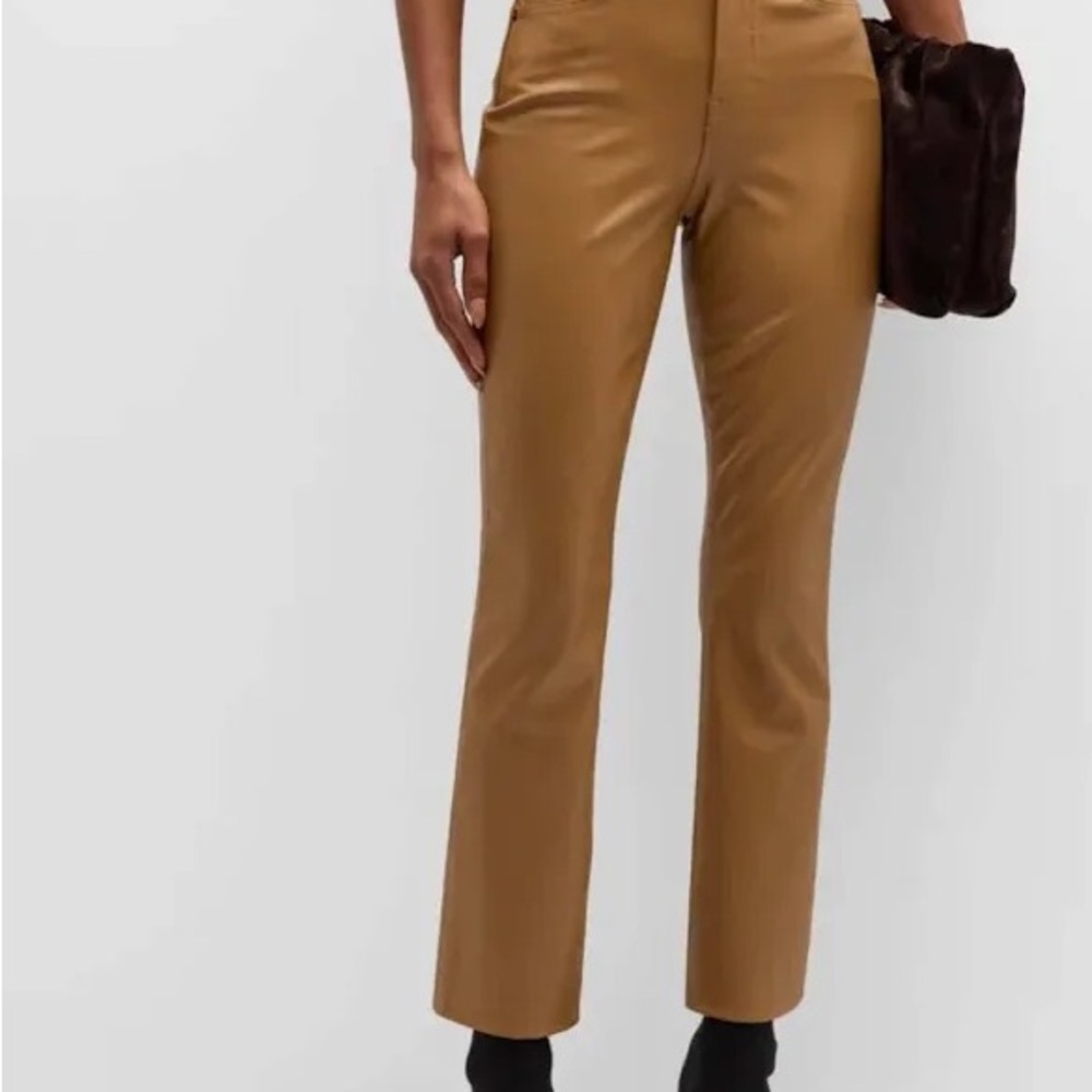 Veronica Beard Carly Kick Flare faux leather - Women's Tan Pants